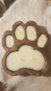 Buy Paw Candle - Handcrafted Wooden Dough Bowl with Soy Wax Delight