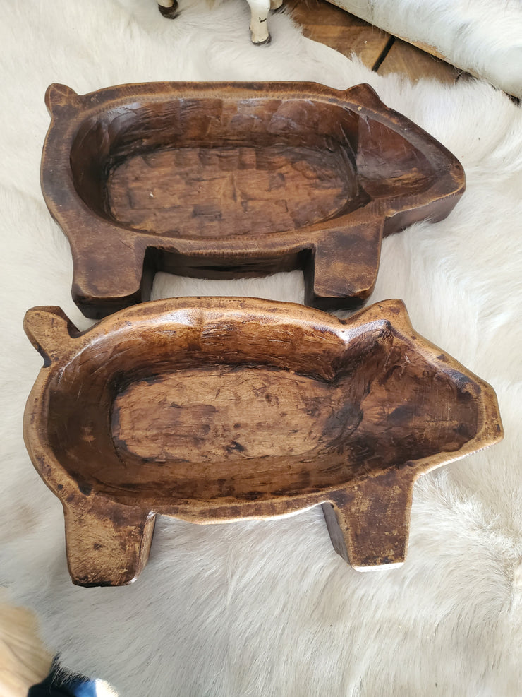 Buy Pig Bowl - Hand-Carved Wooden Dough Bowl for Rustic Charm